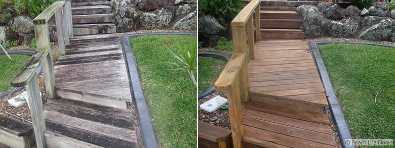 Outdoor stairs and timber path restoration